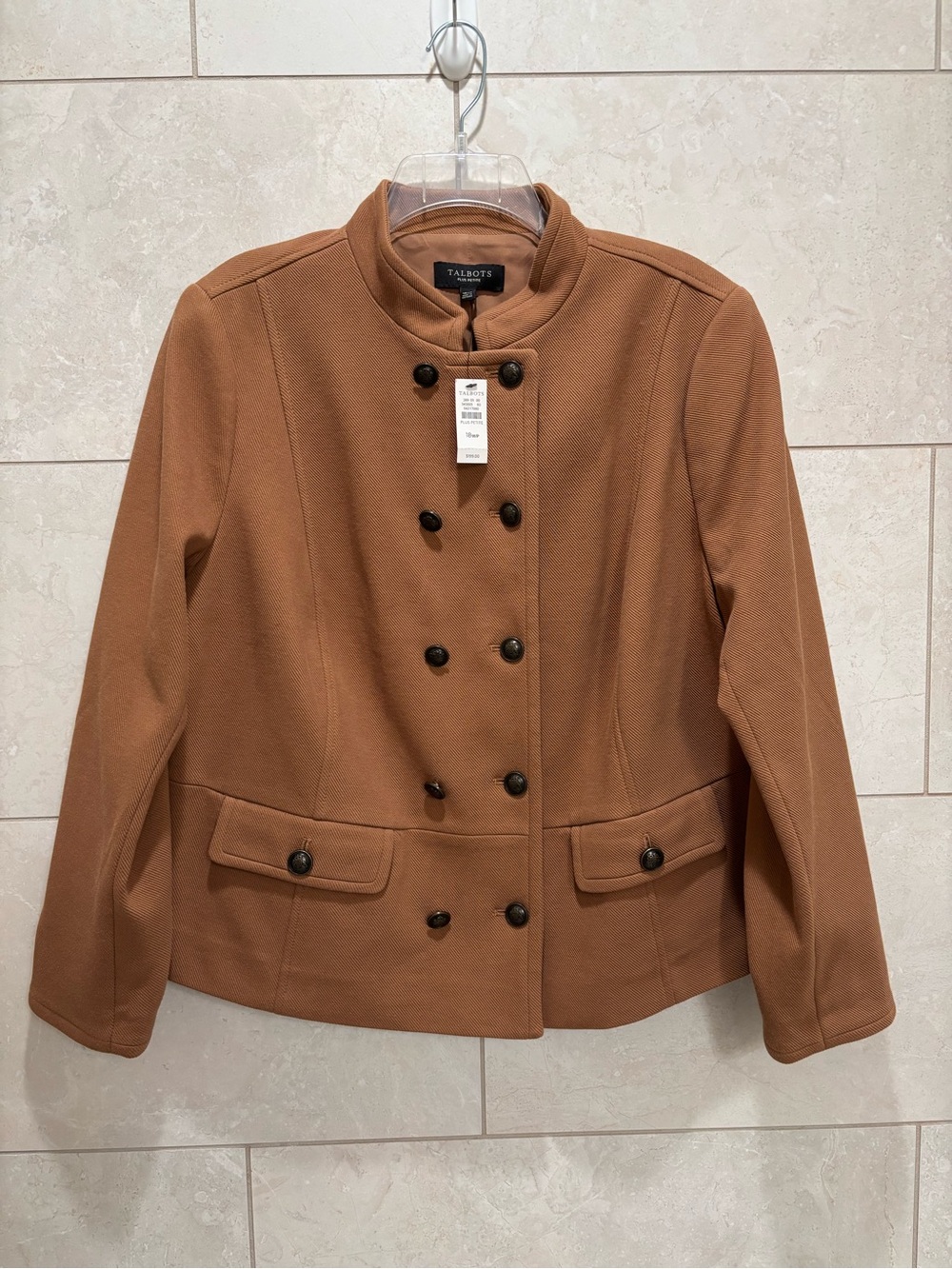 Talbots Camel Double-Breasted Military Blazer